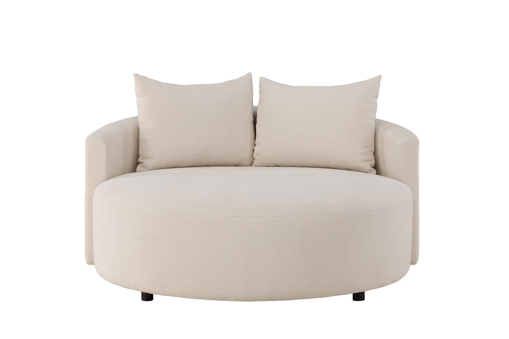 Kelso 3-sitssoffa Ø150 cm trä och beige polyesterlinne