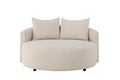Kelso 3-sitssoffa Ø150 cm trä och beige polyesterlinne