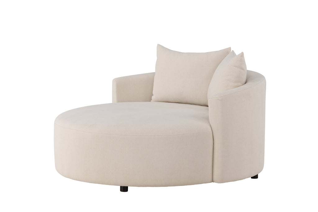 Kelso 3-sitssoffa Ø150 cm trä och beige polyesterlinne