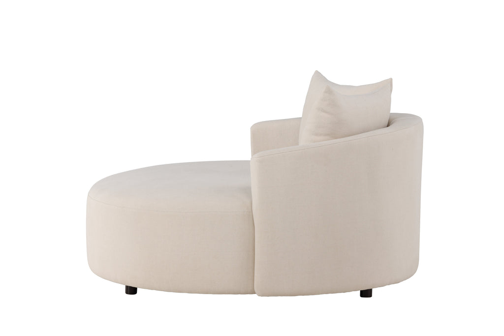 Kelso 3-sitssoffa Ø150 cm trä och beige polyesterlinne
