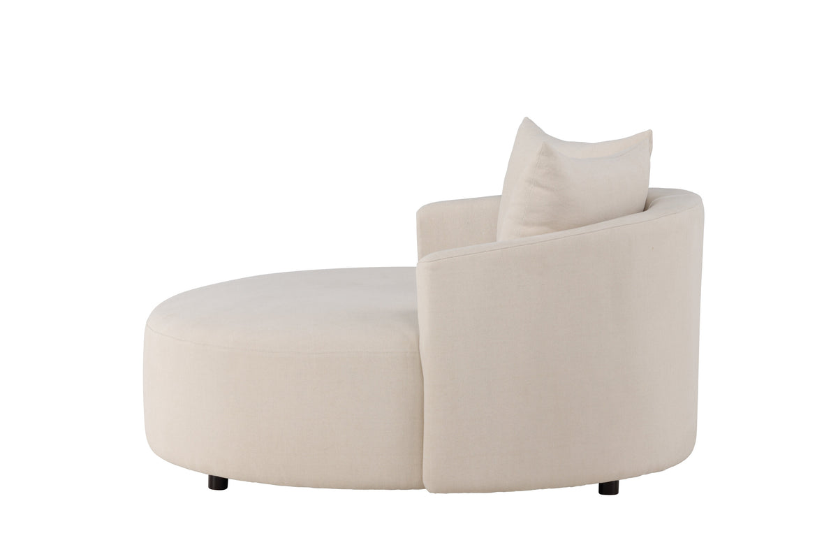 Kelso 3-sitssoffa Ø150 cm trä och beige polyesterlinne