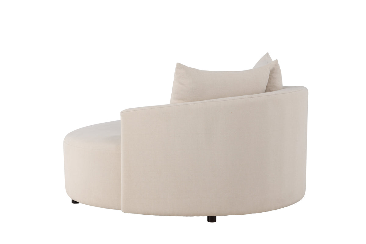 Kelso 3-sitssoffa Ø150 cm trä och beige polyesterlinne