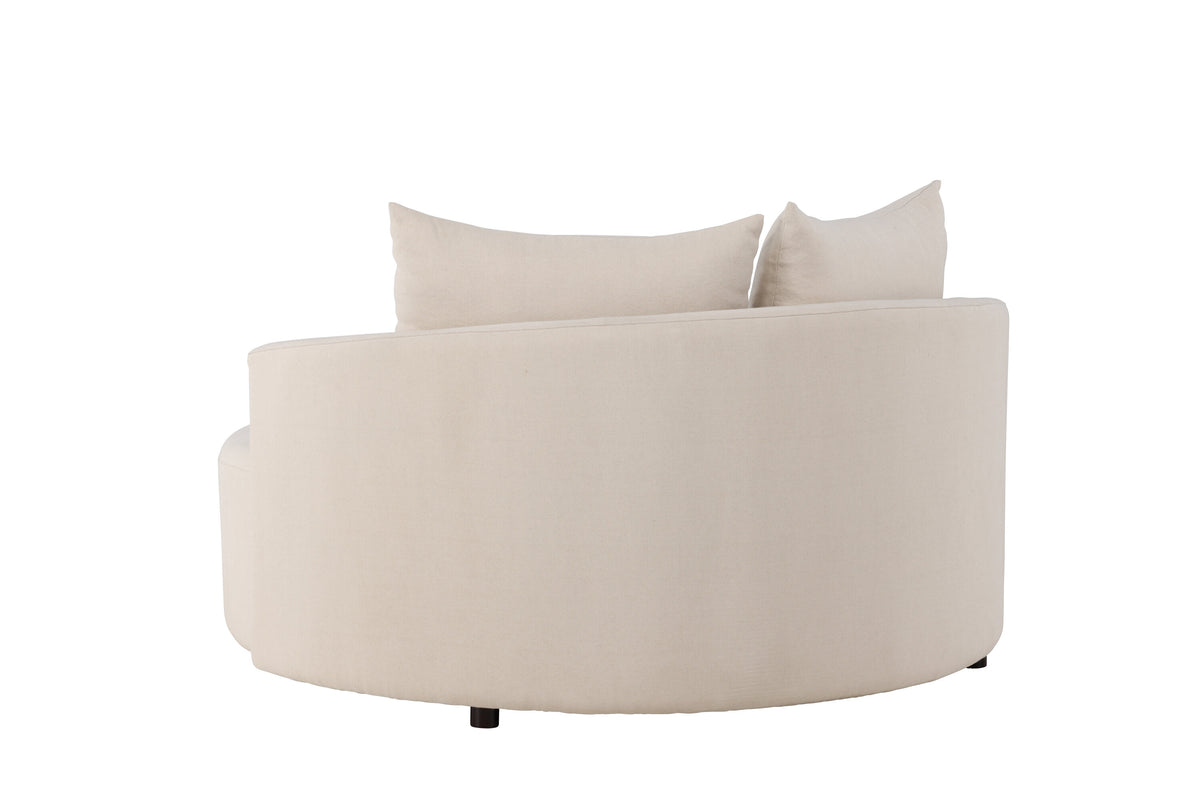 Kelso 3-sitssoffa Ø150 cm trä och beige polyesterlinne