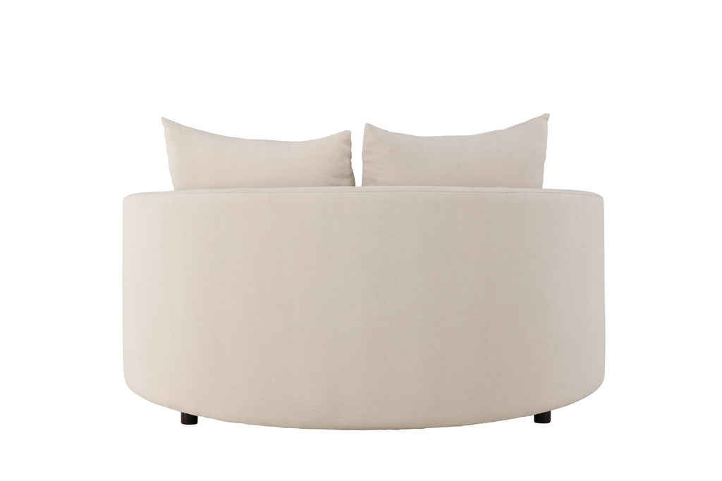 Kelso 3-sitssoffa Ø150 cm trä och beige polyesterlinne