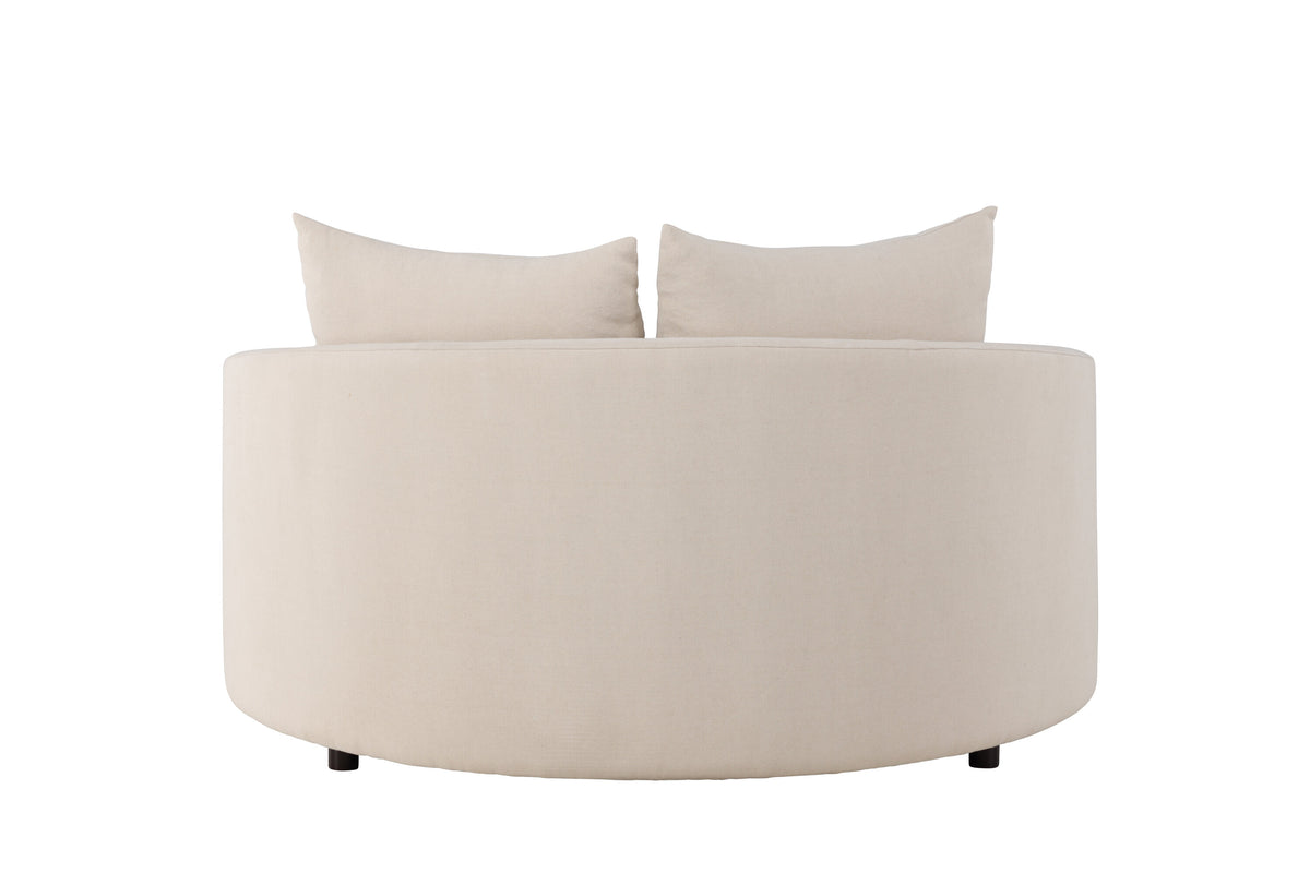 Kelso 3-sitssoffa Ø150 cm trä och beige polyesterlinne