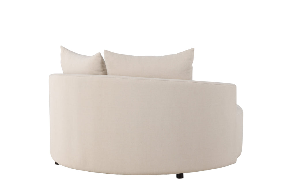 Kelso 3-sitssoffa Ø150 cm trä och beige polyesterlinne