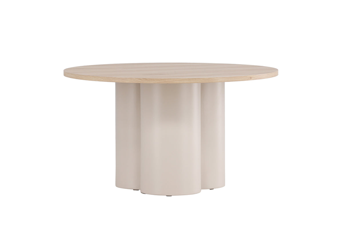 Olivia soffbord Ø80x45 cm beige med vitlaserad finish