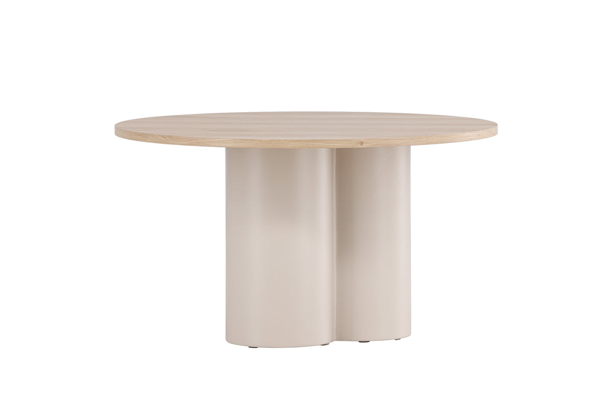 Olivia soffbord Ø80x45 cm beige med vitlaserad finish