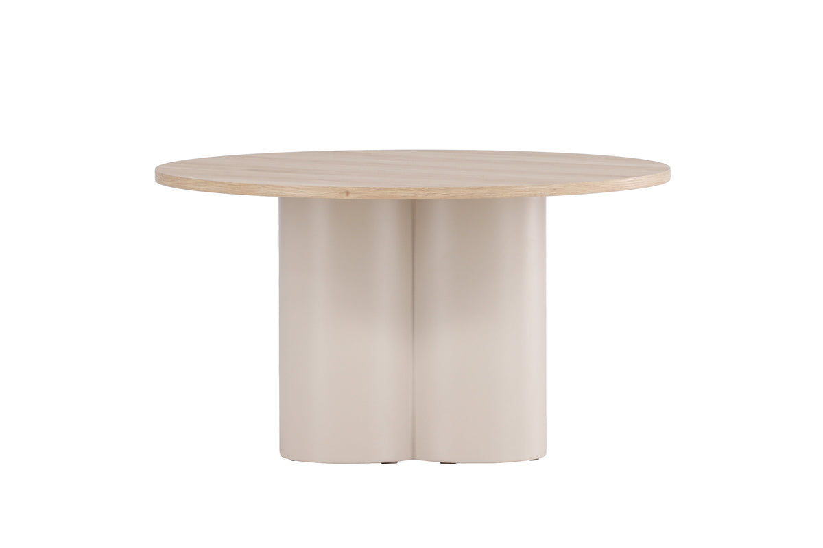Olivia soffbord Ø80x45 cm beige med vitlaserad finish