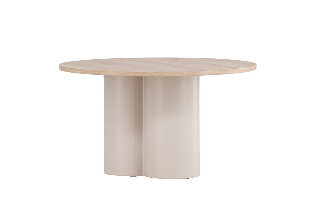 Olivia soffbord Ø80x45 cm beige med vitlaserad finish