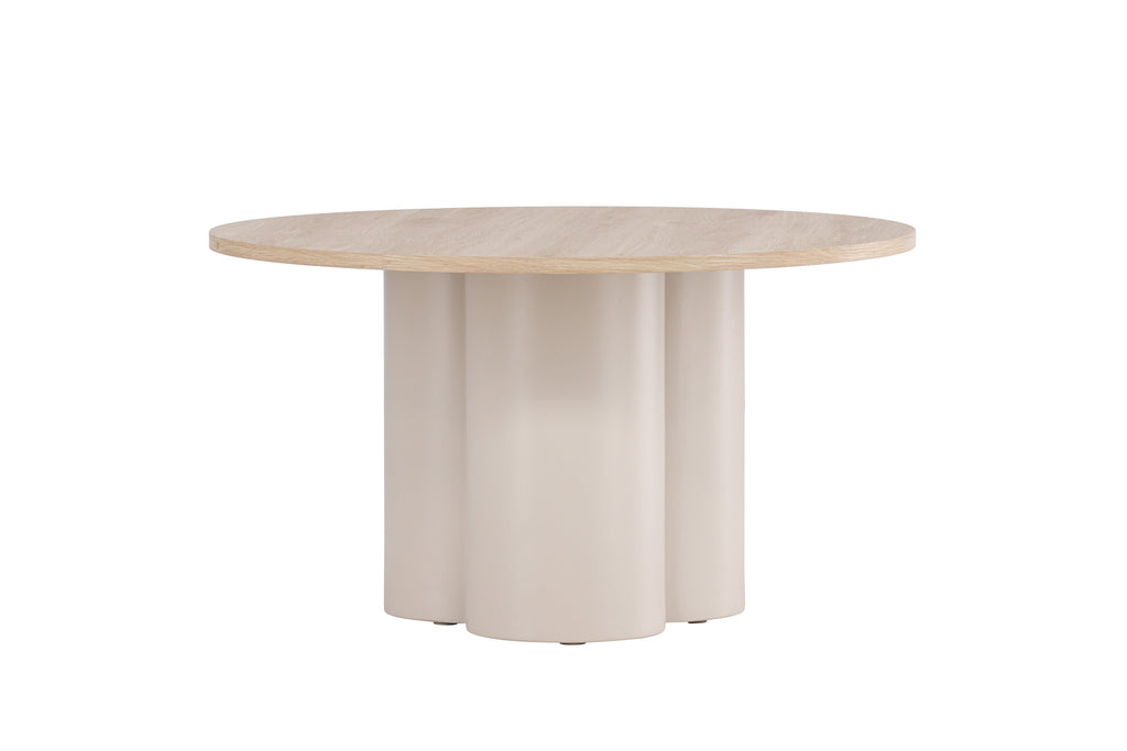 Olivia soffbord Ø80x45 cm beige med vitlaserad finish