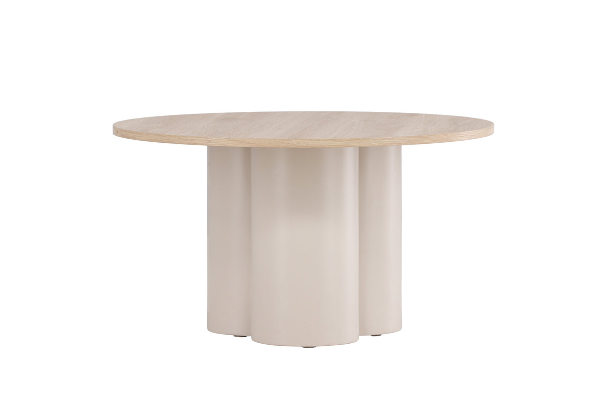 Olivia soffbord Ø80x45 cm beige med vitlaserad finish