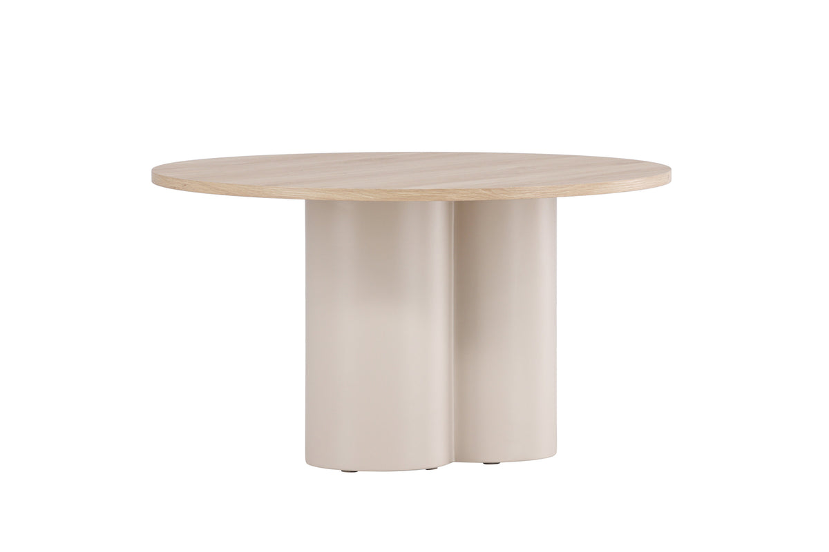 Olivia soffbord Ø80x45 cm beige med vitlaserad finish