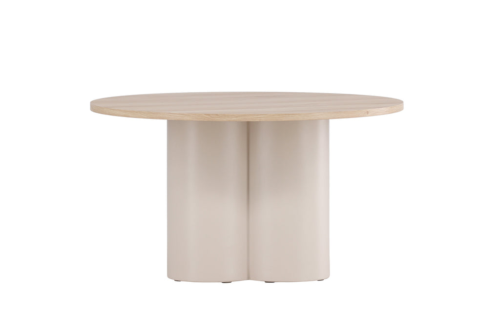 Olivia soffbord Ø80x45 cm beige med vitlaserad finish