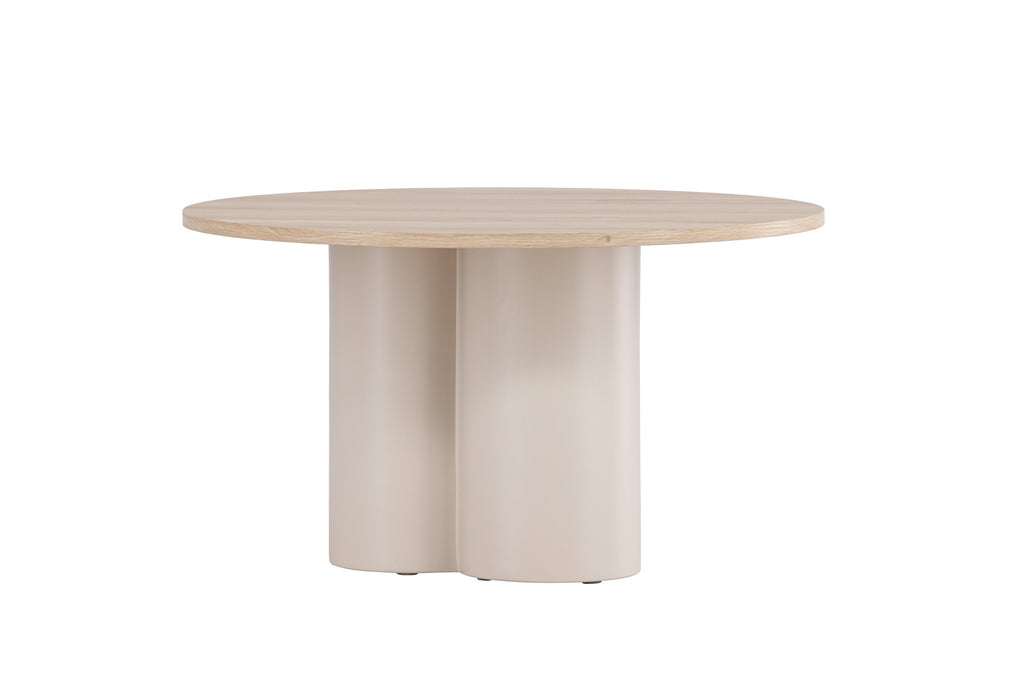 Olivia soffbord Ø80x45 cm beige med vitlaserad finish