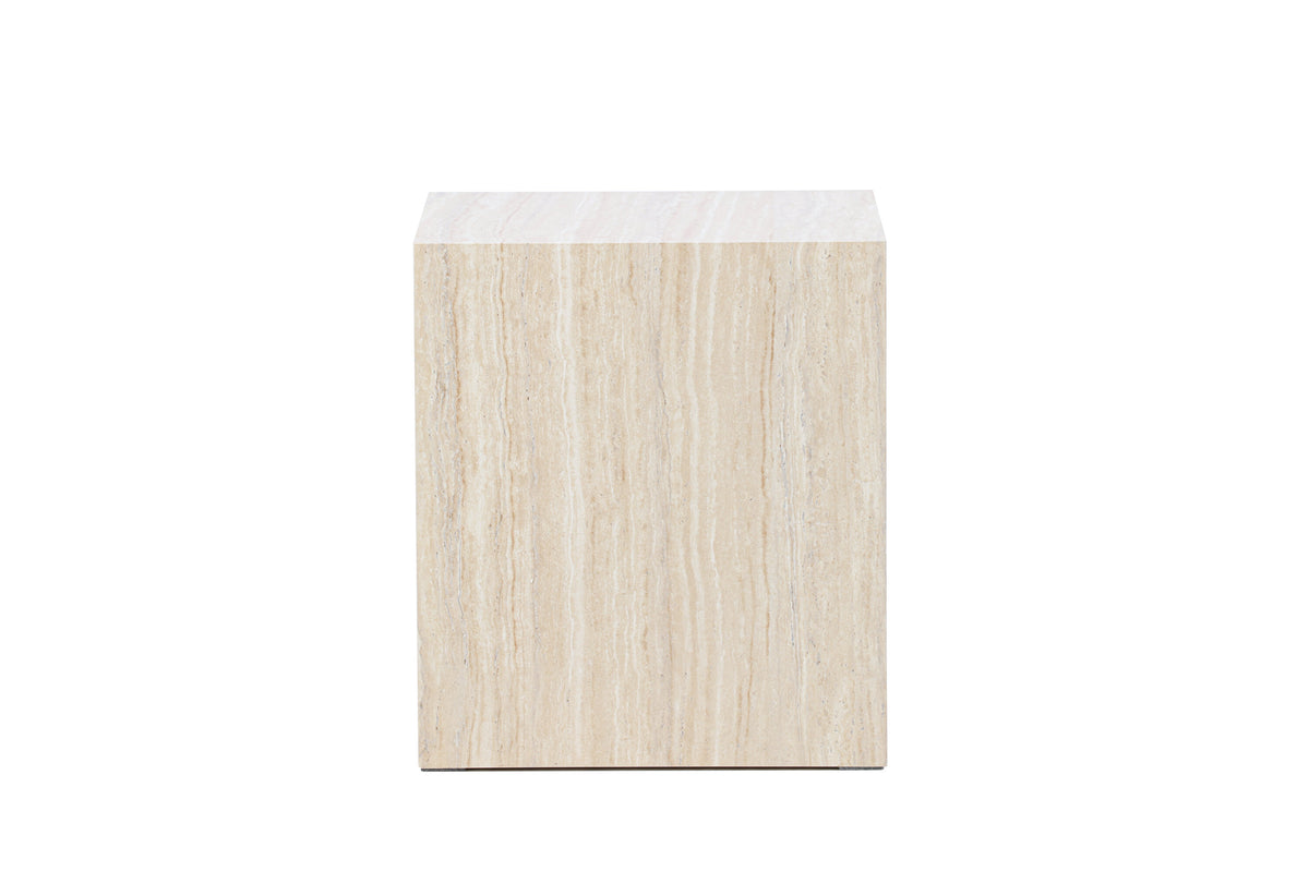 York soffbord 45x40x40 cm beige med travertinimitation