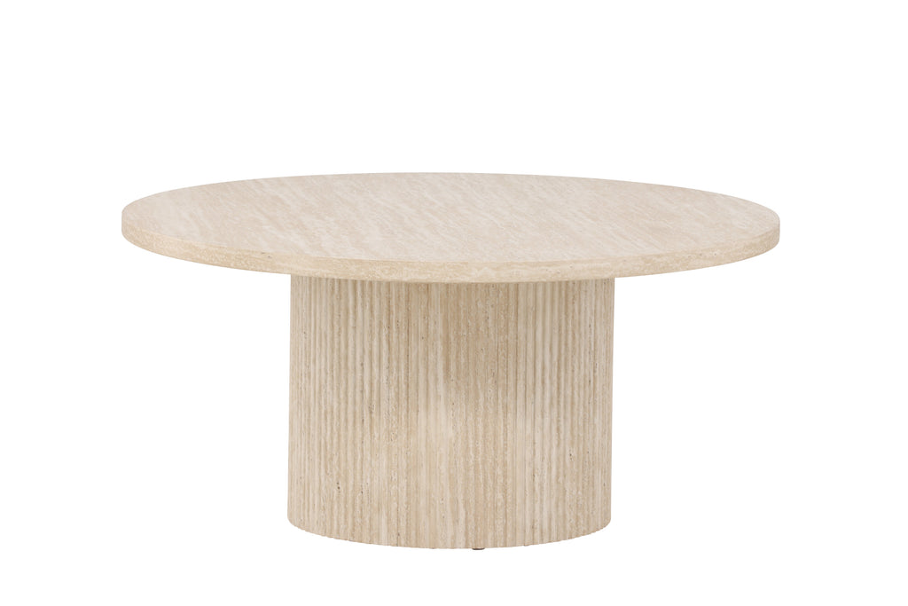 Härön soffbord ø80x38 cm beige med travertinimitation