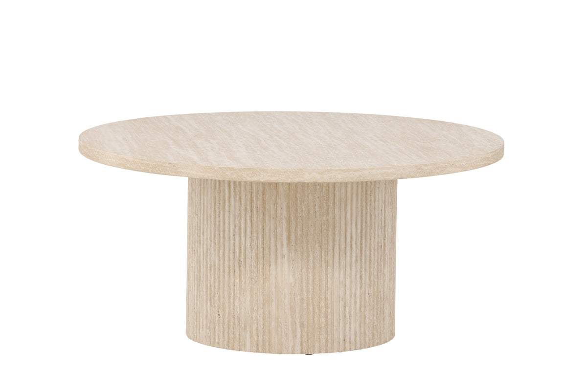 Härön soffbord ø80x38 cm beige med travertinimitation