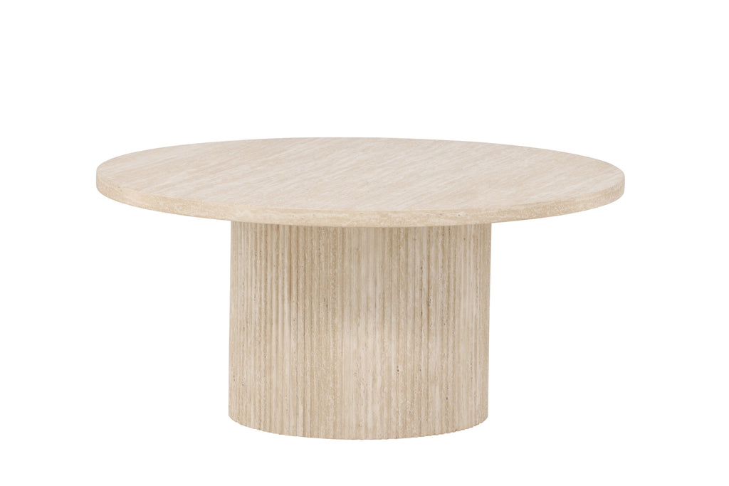 Härön soffbord ø80x38 cm beige med travertinimitation