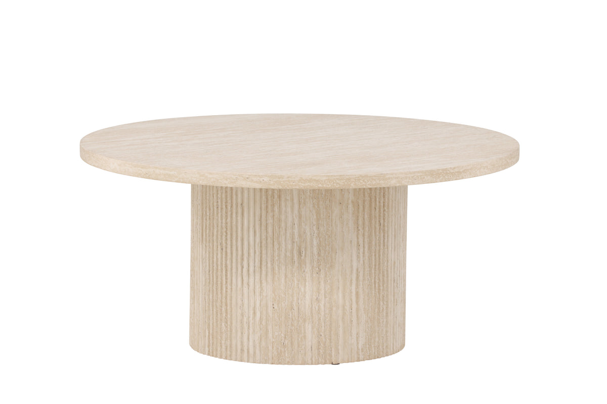 Härön soffbord ø80x38 cm beige med travertinimitation