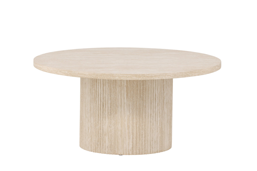 Härön soffbord ø80x38 cm beige med travertinimitation