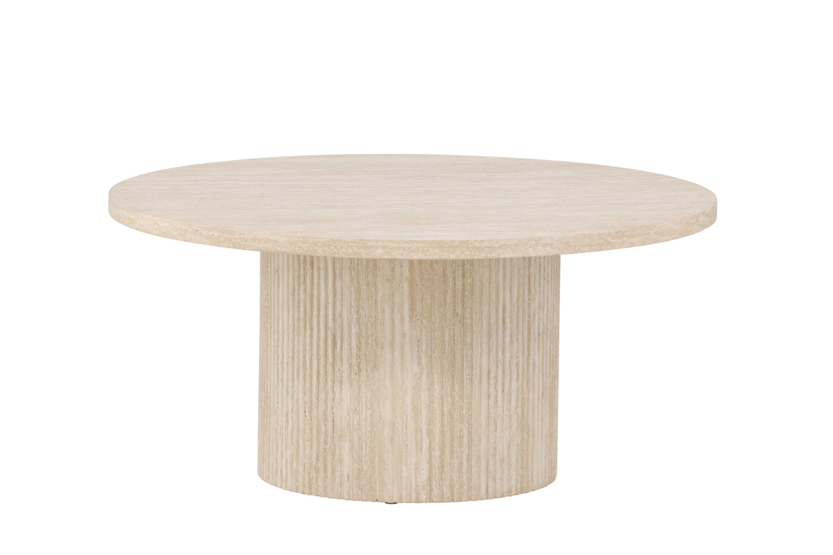 Härön soffbord ø80x38 cm beige med travertinimitation
