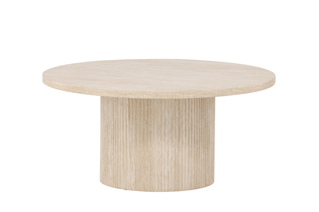 Härön soffbord ø80x38 cm beige med travertinimitation