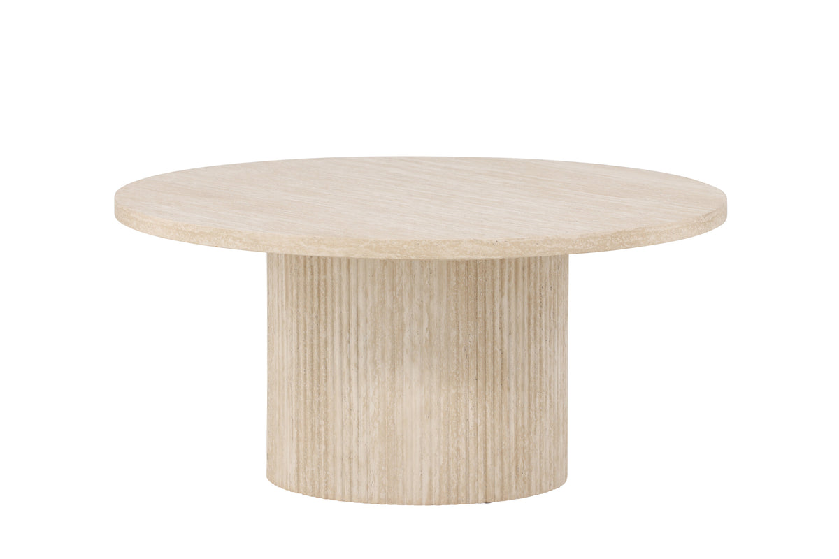 Härön soffbord ø80x38 cm beige med travertinimitation