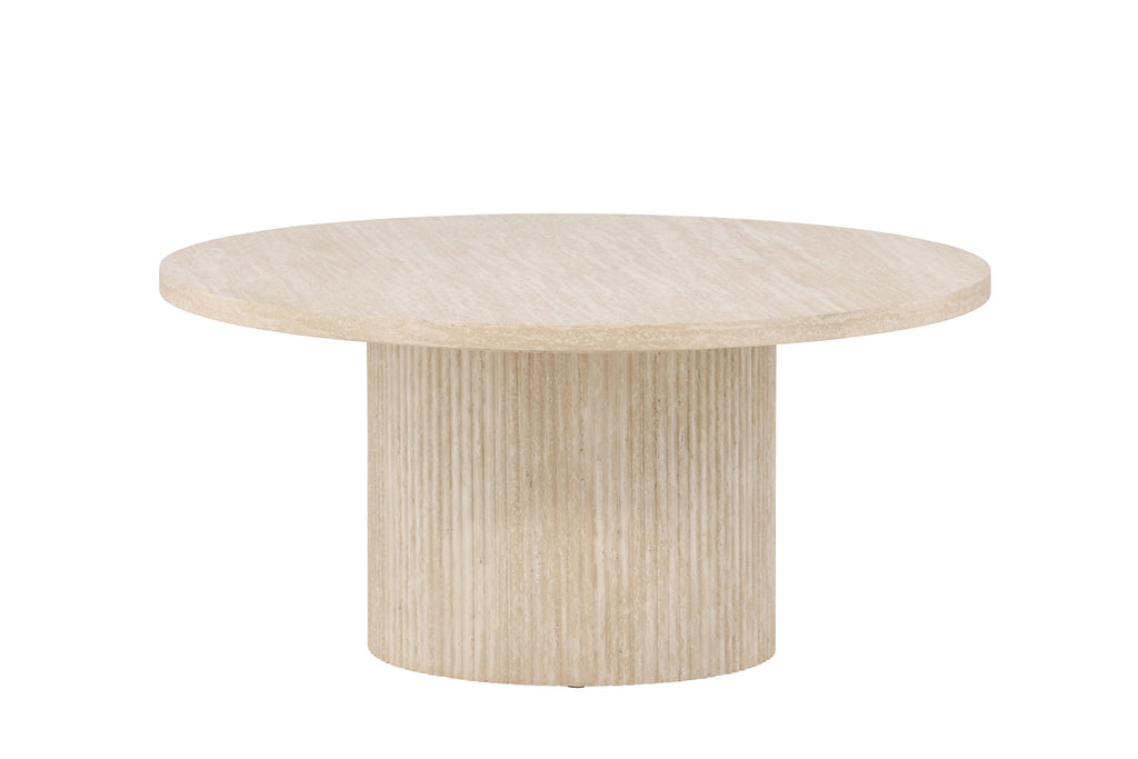 Härön soffbord ø80x38 cm beige med travertinimitation