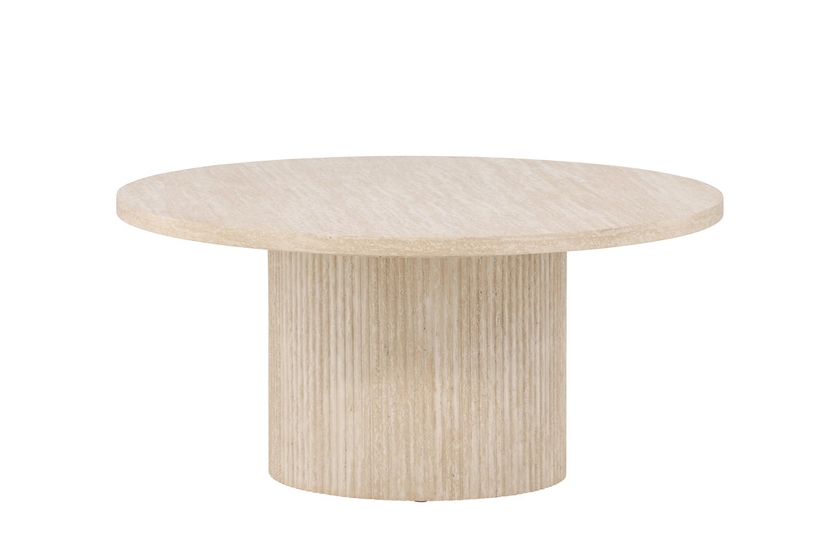 Härön soffbord ø80x38 cm beige med travertinimitation