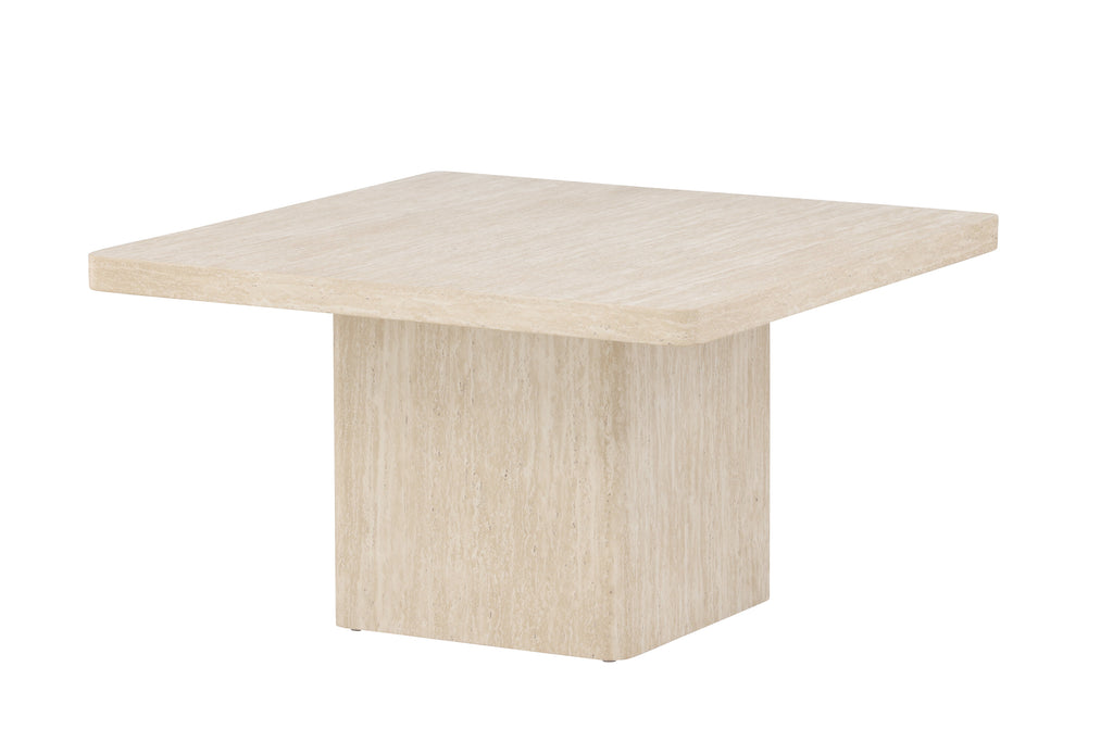 Qvart soffbord 80x80x46 cm beige med travertinimitation