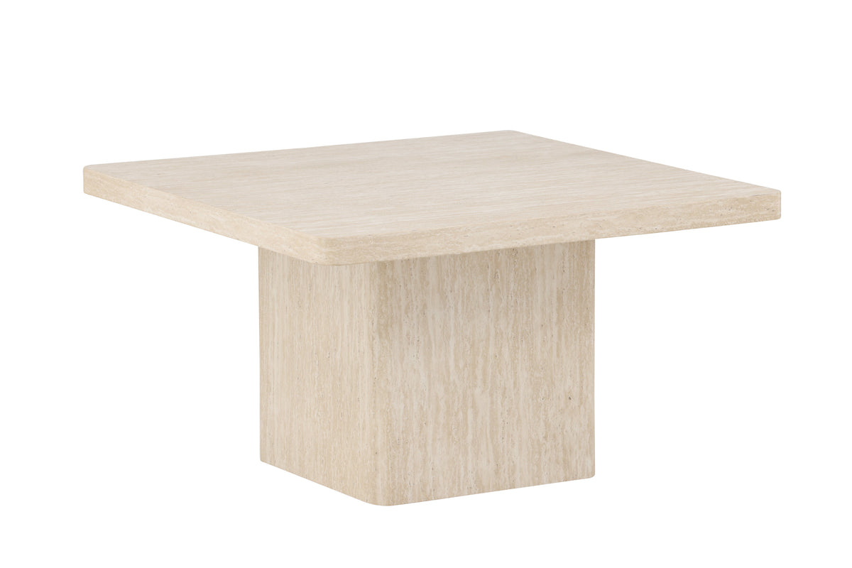 Qvart soffbord 80x80x46 cm beige med travertinimitation