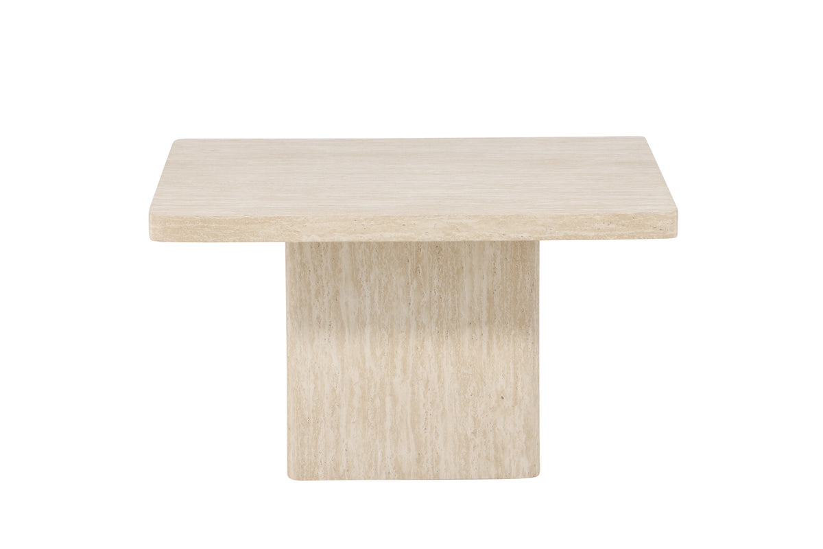Qvart soffbord 80x80x46 cm beige med travertinimitation