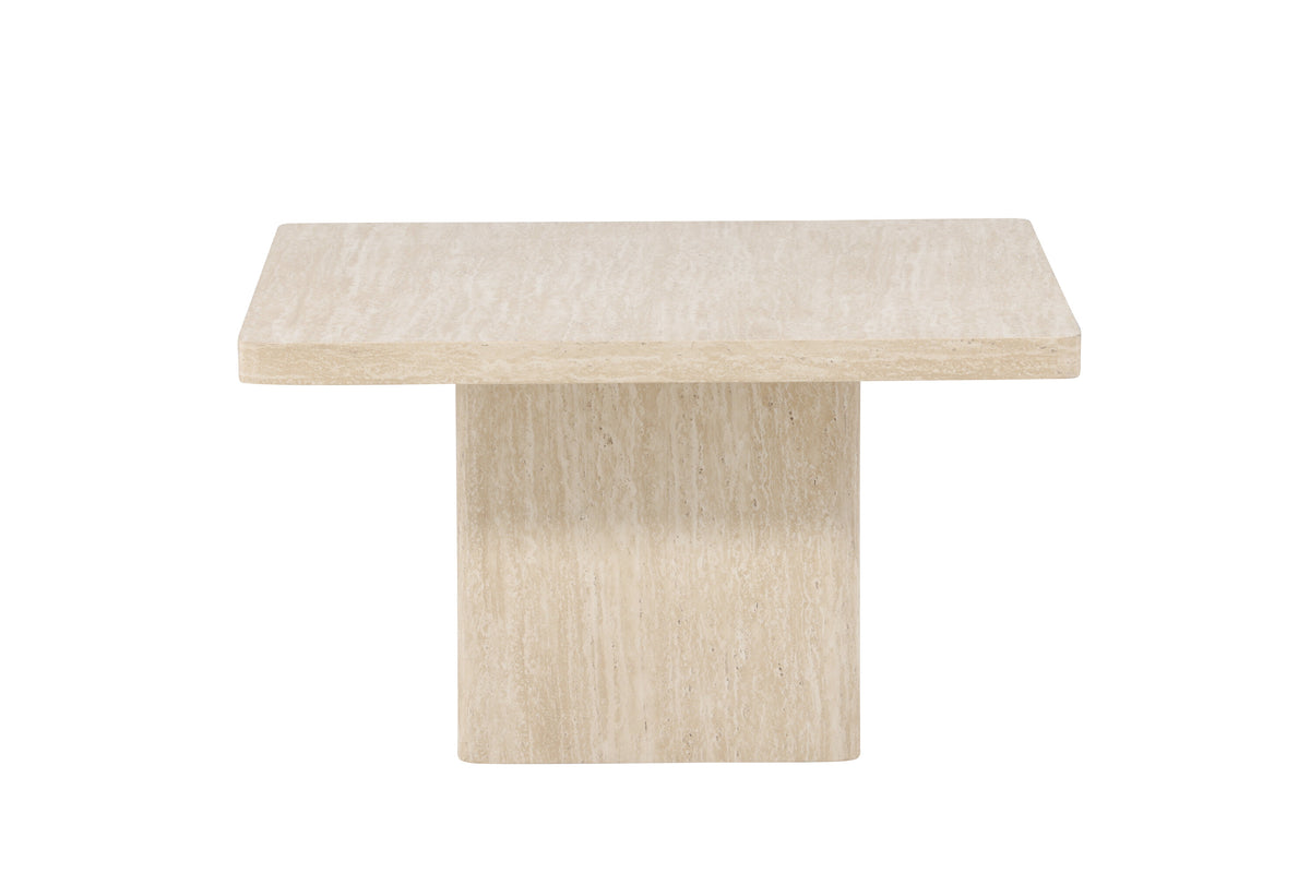 Qvart soffbord 80x80x46 cm beige med travertinimitation