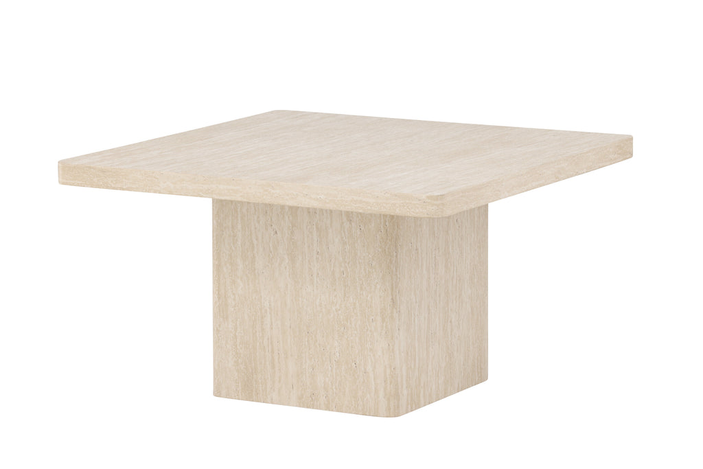 Qvart soffbord 80x80x46 cm beige med travertinimitation