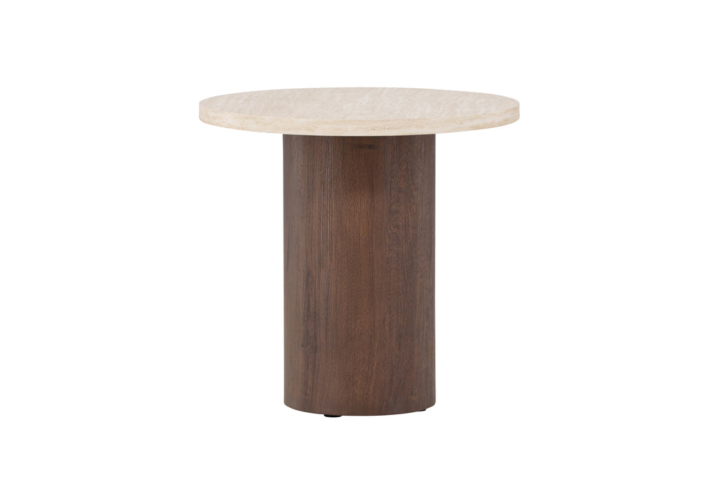 Megg soffbord ø50x50 cm mockabrun/beige med travertinimitation