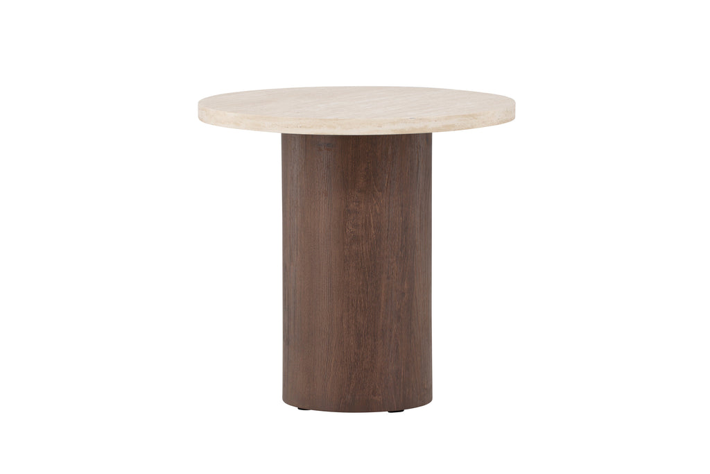 Megg soffbord ø50x50 cm mockabrun/beige med travertinimitation