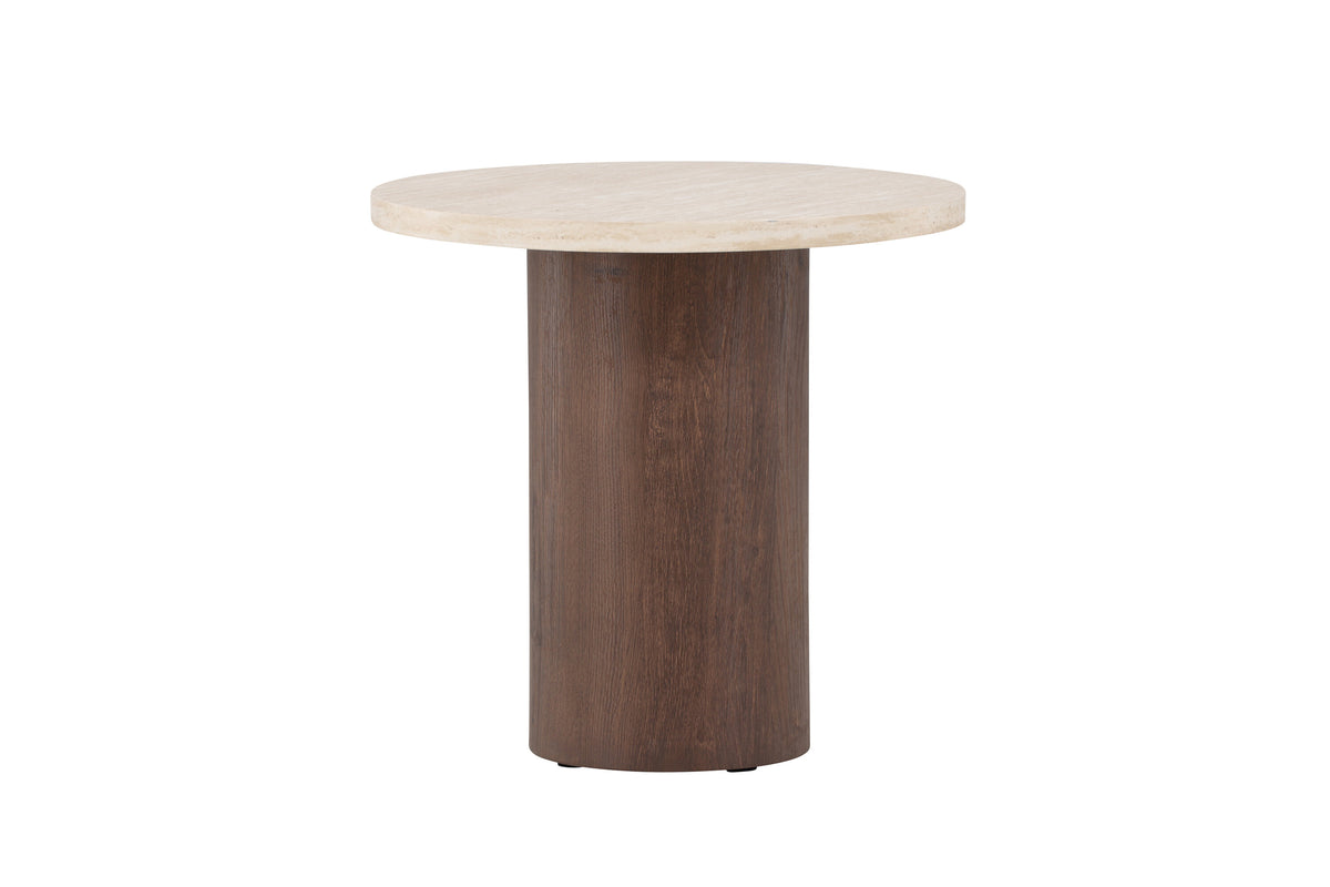Megg soffbord ø50x50 cm mockabrun/beige med travertinimitation