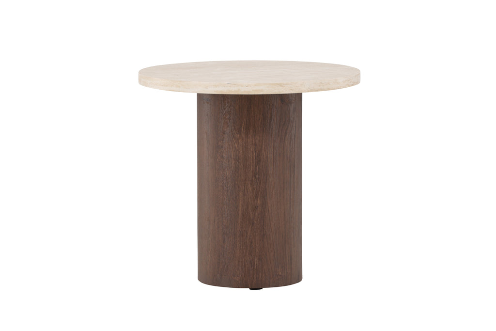 Megg soffbord ø50x50 cm mockabrun/beige med travertinimitation