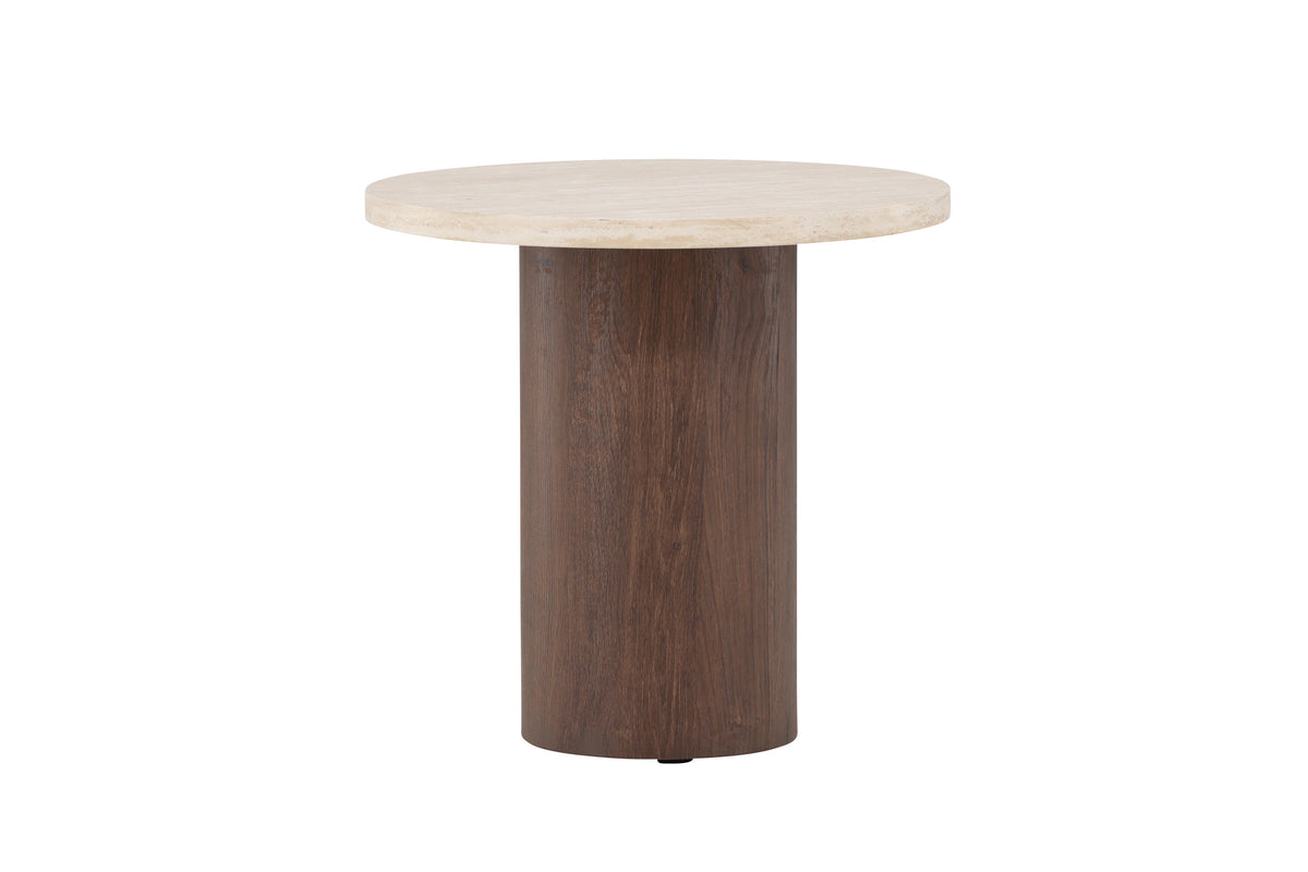 Megg soffbord ø50x50 cm mockabrun/beige med travertinimitation