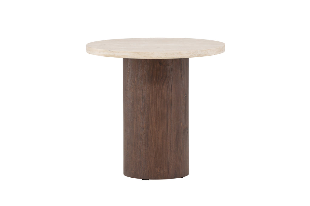 Megg soffbord ø50x50 cm mockabrun/beige med travertinimitation