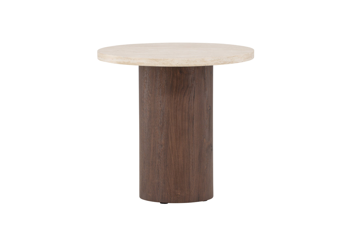 Megg soffbord ø50x50 cm mockabrun/beige med travertinimitation