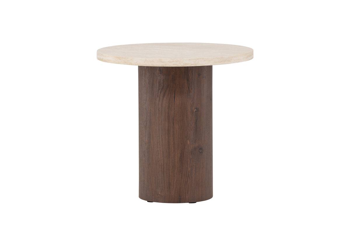 Megg soffbord ø50x50 cm mockabrun/beige med travertinimitation