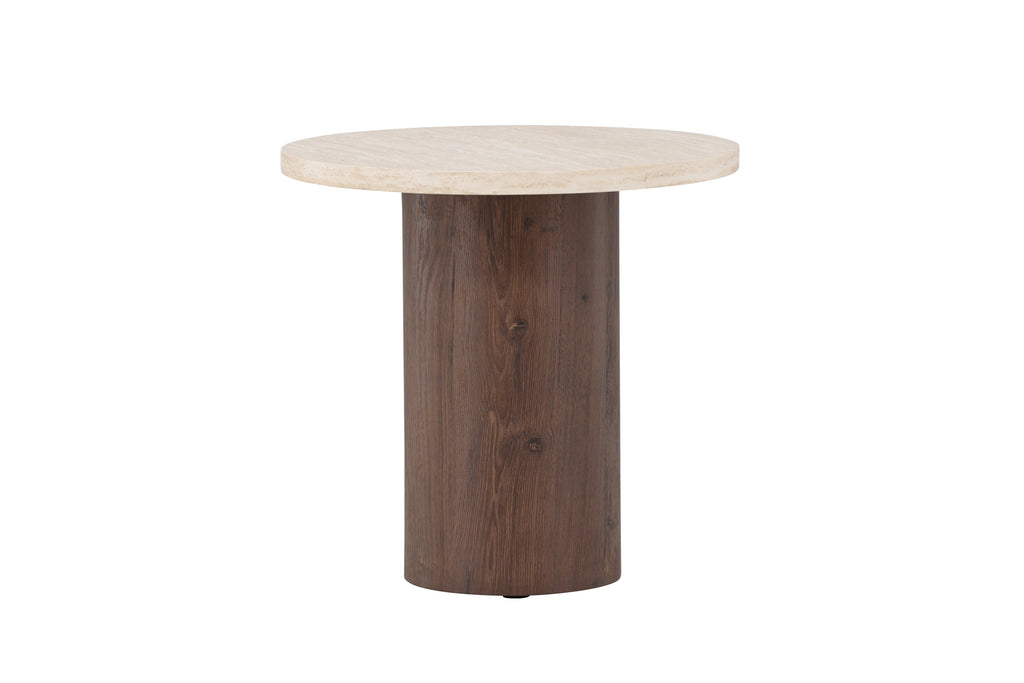 Megg soffbord ø50x50 cm mockabrun/beige med travertinimitation