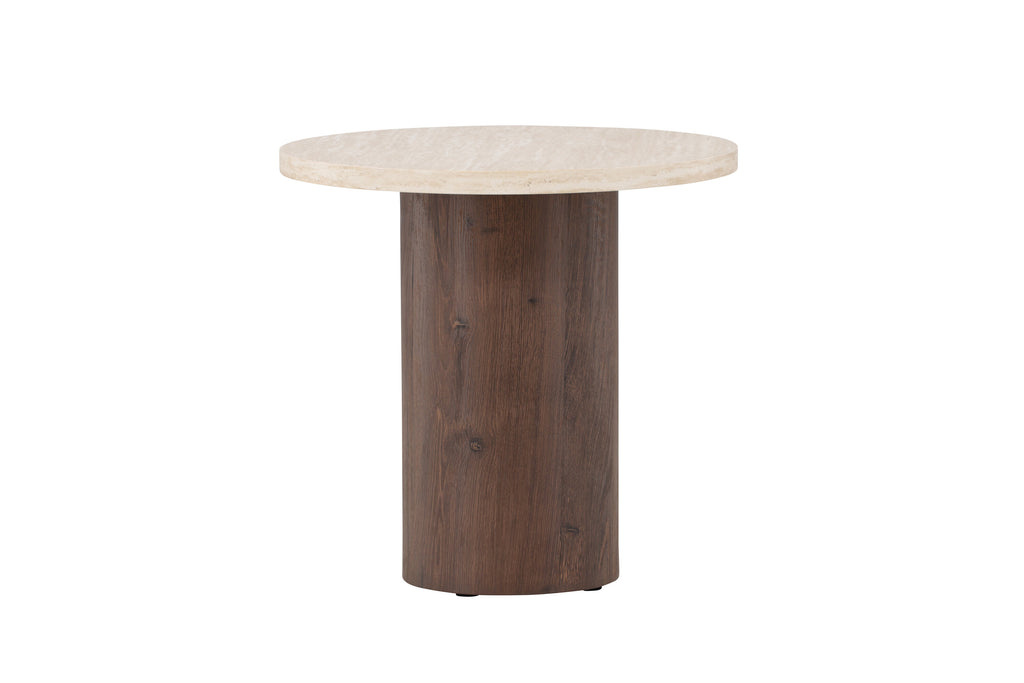 Megg soffbord ø50x50 cm mockabrun/beige med travertinimitation