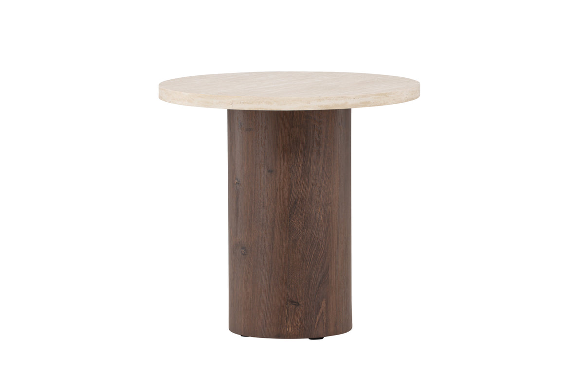 Megg soffbord ø50x50 cm mockabrun/beige med travertinimitation