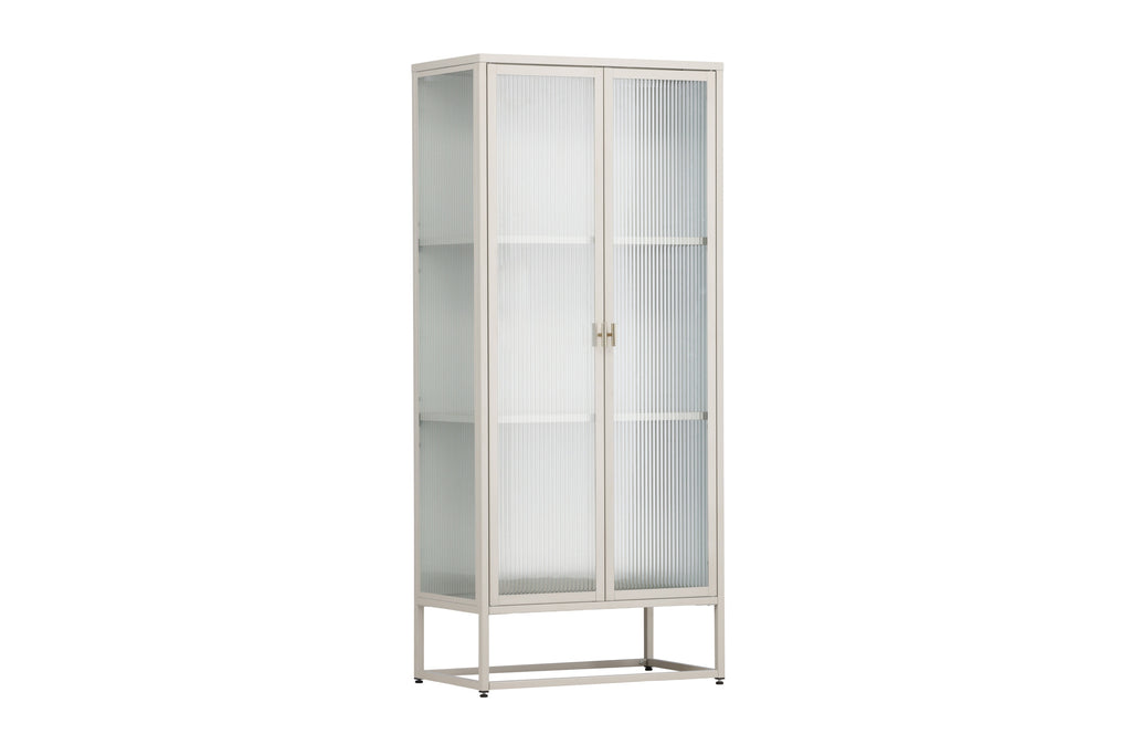Garis högskåp beige stål och glas