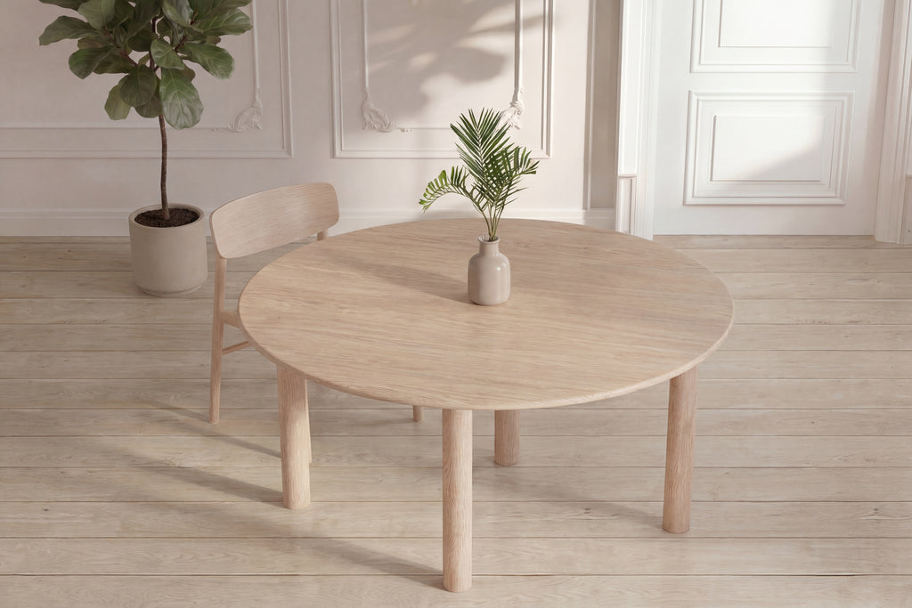 Hilo ovalt matbord 130x110 cm naturfärgad MDF med papperslaminat