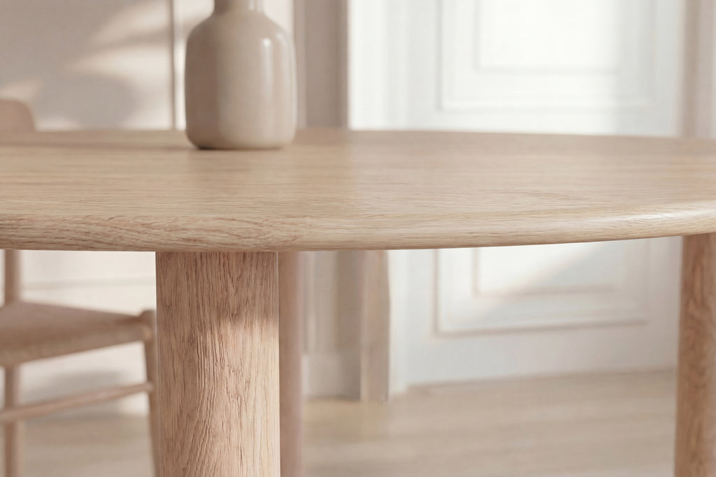 Hilo ovalt matbord 130x110 cm naturfärgad MDF med papperslaminat