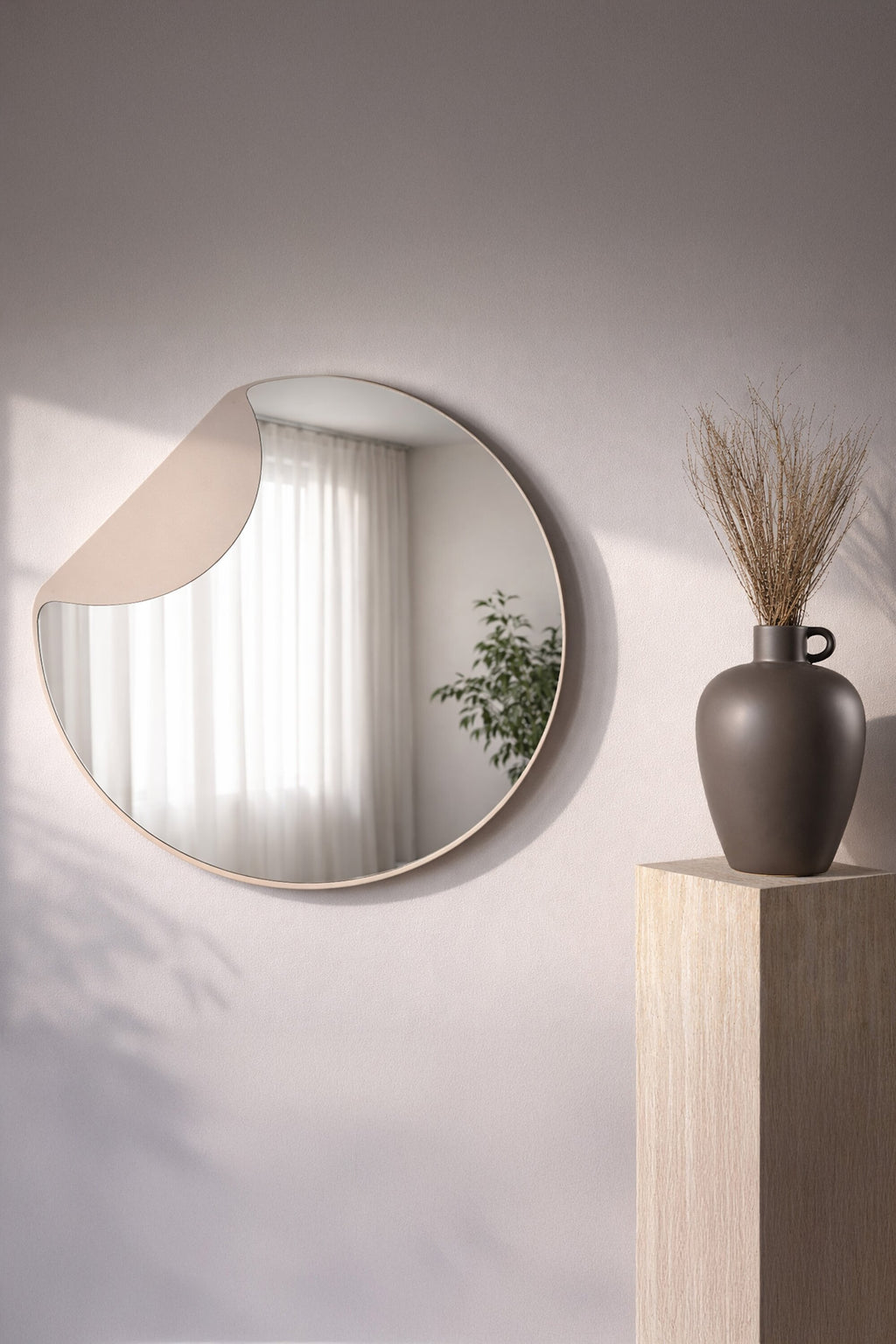 Mui spegel beige i klarglas